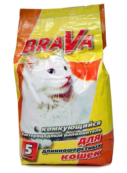 Наполнитель Brava комкующийся для длинношерстных кошек 5л