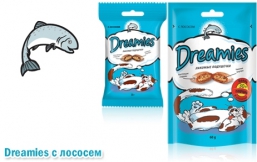 Dreamies лакомые подушечки с лососем (60 г)
