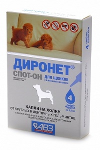 Капли Диронет Спот-Он На Холку От Блох для Собак (4*0,5мл)